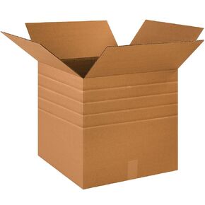 BOX USA BMD181818 Multi-Depth Corrugated Boxes, 18"L x 18"W x 18"H, Kraft (Pack of 20)