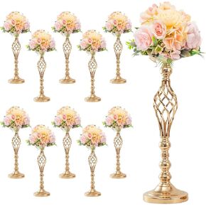 10 PCS Metal Flower Arrangement Stand Wedding Flower Centerpieces Stand,20 Inch Tall Metal Flower Vase,Twist Flower Vase Arrangement for Reception Tall Candle Holder for Party Hotel Home Décor