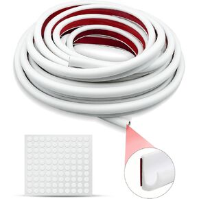 40Ft J-Shape RV Trim Molding, Roof Weather Stripping Trim Seal with Self-Adhesive, Rain Gutter Rubber Drip Rail Fit for Car, Truck, RV, Boat and Home Application, White