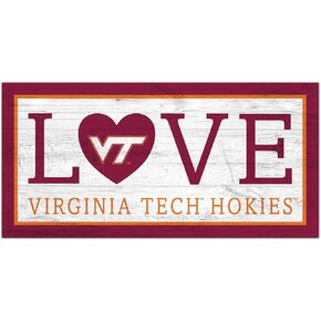 NCAA Virginia Tech Hokies Unisex Virginia Tech University Love sign, Team Color, 6 x 12