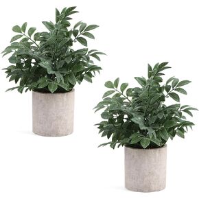 2 Pack Small Fake Plants Christmas Greenery Eucalyptus Potted Artificial Plants for Shelf Desk Home Bathroom Farmhouse Room Coffee Table Decor (Purple)