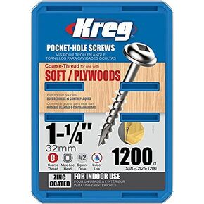 Kreg SML-C125 1-1/4" #8 Coarse Screw (1200-Pack)