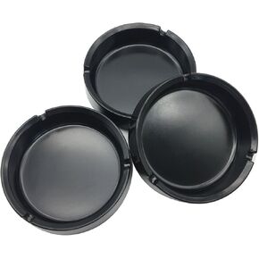 HERF Plastic Melamine Ashtrays Black, 3-Pack, M-4.1"