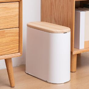 سلة مهملات الحمام من أورالفا مع غطاء، 10 لتر/2.6 جالون، سلة قمامة صغيرة مقاومة للكلاب، سلة نفايات حديثة مع سطح ضغط، سلة مهملات مطبخ بلاستيكية رفيعة لغرفة النوم والمرحاض والمكتب (أبيض) in Kuwait