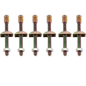TAODAN 6pcs Metal Furniture Connecting Fittings M8x100mm Threaded Rod Connector Table Bed Assembly Fastener Bolt Nut with Half Moon Washer