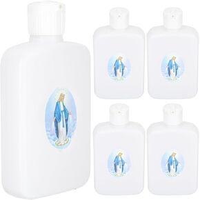 Garneck 6 PCS Small Holy Water Bottle - Empty Plastic Holy Water Dispenser with Virgin Mary - Religions Churches Refillable Holy Water Bottle for Brithday Baby Shower Wedding Party Favor