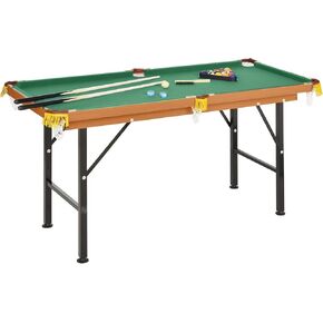 Soozier 55" Portable Folding Billiards Table Game Pool Table for Whole Family Number Use with Cues, Ball, Rack, Chalk, Green