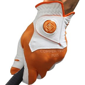 Copper Tech Men's Golf Gloves - Optimal Wrist Support with Copper Infused Thread - 100% AAA Synthetic Tacky Leather - Perfect for Summer & Fall Golfing - Golf Gloves Men (Hand Orientation: Both Hand)