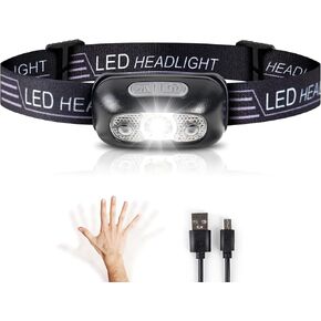 LED Rechargeable Headlamp Flashlight for Adults & Kids,140 Lumens Ultra-Light Bright with 5 Modes & IPX6 Level Waterproof USB Rechargeable Headlamp,45° Adjustable for Camping,Fishing,Running
