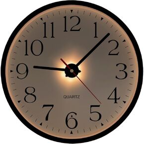 JoFomp Night Light Wall Clocks Battery Operated, 12 Inch Silent LED Light Up Wall Clocks for Living Room Decor, Modern Wall Clock for Bedroom Night Glow, Illuminated Clock with Auto-Dimming/USB Cable