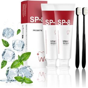Sp-8 Ultra Whitening Toothpaste, Deep Cleaning Care Sp 8 Toothpaste, ProbioticSp-8 Brightening Toothpaste Fresh Breath, Promotes Healthy Teeth and Gums (4.2 Oz x 2)