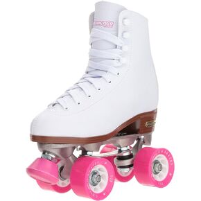CHICAGO Skates Premium White Quad Roller Skates for Girls and Women Beginners Classic Adjustable High-Top Design for Indoor or Outdoor Skates and Roller Derby