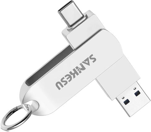 محرك فلاش USB 3.1 USB C سعة 128 جيجابايت، عصا إبهام USB-A ونوع C OTG، عصا ذاكرة مزدوجة متوافقة مع الكمبيوتر/الكمبيوتر المحمول/الهاتف الخلوي والكمبيوتر اللوحي من النوع C (فضي) in Kuwait