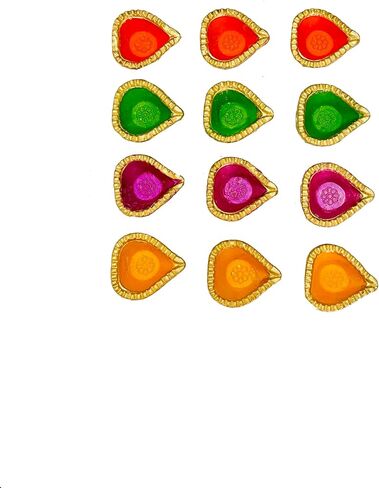 Clay Diya Diwali Dia with Cotton Wicks for Puja Clay Diyas for Diwali Pooja Indian Decor Navratri/Navaratri Pooja Diwali Decor Puja Items Indian Decorations Dia- 2.1 inch Pack of 12 (KUNARED-012) in Kuwait
