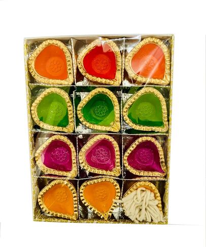 Clay Diya Diwali Dia with Cotton Wicks for Puja Clay Diyas for Diwali Pooja Indian Decor Navratri/Navaratri Pooja Diwali Decor Puja Items Indian Decorations Dia- 2.1 inch Pack of 12 (KUNARED-012) in Kuwait
