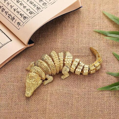 8 Inch Brass Crocodile Statue Flexibility Figurine Sculpture Collectible Gifts for Crocodile Lover Office Home Decor Desk Accessories Decoration Figurines Outdoor Decor (Gold) in Saudi Arabia
