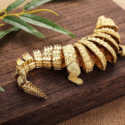 8 Inch Brass Crocodile Statue Flexibility Figurine Sculpture Collectible Gifts for Crocodile Lover Office Home Decor Desk Accessories Decoration Figurines Outdoor Decor (Gold) in Saudi Arabia