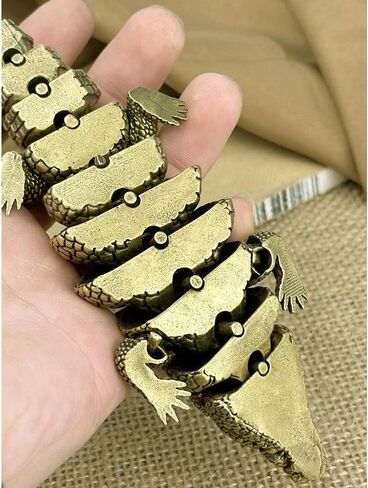 8 Inch Brass Crocodile Statue Flexibility Figurine Sculpture Collectible Gifts for Crocodile Lover Office Home Decor Desk Accessories Decoration Figurines Outdoor Decor (Gold) in Saudi Arabia