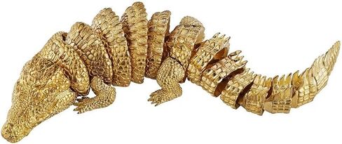 8 Inch Brass Crocodile Statue Flexibility Figurine Sculpture Collectible Gifts for Crocodile Lover Office Home Decor Desk Accessories Decoration Figurines Outdoor Decor (Gold) in Saudi Arabia