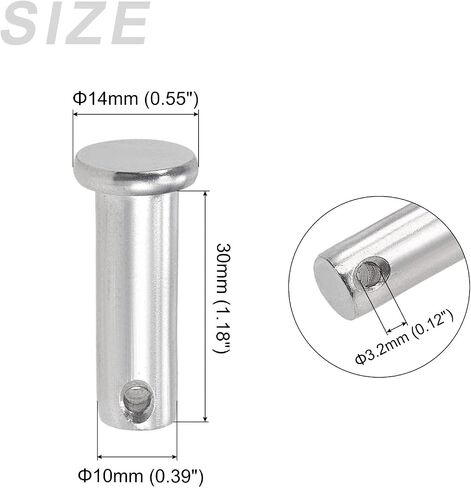 METALLIXITY Clevis Pins (10mmx30mm) 5Pcs, Single Hole Flat Head 304 Stainless Steel Fastener Pin - for Metal Devices, Furniture Installation, Industrial, DIY in Saudi Arabia