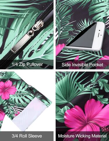 قميص جولف نسائي من Tanst Sky بأكمام 3/4، سريع الجفاف بسحاب للتمرين مع جيوب in Kuwait