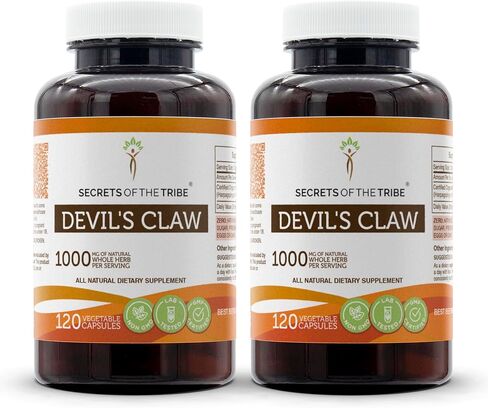 Secrets of the Tribe Devil's Claw 120 Capsules(2 pcs.), 1000 mg, Devil's Claw (Harpagophytum Procumbens) Dried Root (2x120 Capsules) in Saudi Arabia