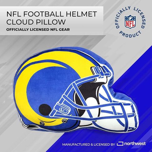 وسادة فخمة فائقة النعومة لكرة القدم من Northwest NFL Helmet - 16 بوصة - وسائد مزخرفة للأريكة أو غرفة النوم - مثالية ليوم اللعبة (Los Angeles Rams - أزرق) in Saudi Arabia