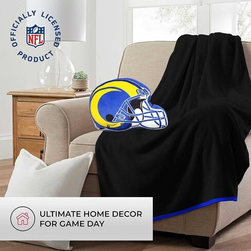 وسادة فخمة فائقة النعومة لكرة القدم من Northwest NFL Helmet - 16 بوصة - وسائد مزخرفة للأريكة أو غرفة النوم - مثالية ليوم اللعبة (Los Angeles Rams - أزرق) in Saudi Arabia