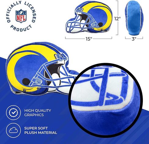 وسادة فخمة فائقة النعومة لكرة القدم من Northwest NFL Helmet - 16 بوصة - وسائد مزخرفة للأريكة أو غرفة النوم - مثالية ليوم اللعبة (Los Angeles Rams - أزرق) in Saudi Arabia