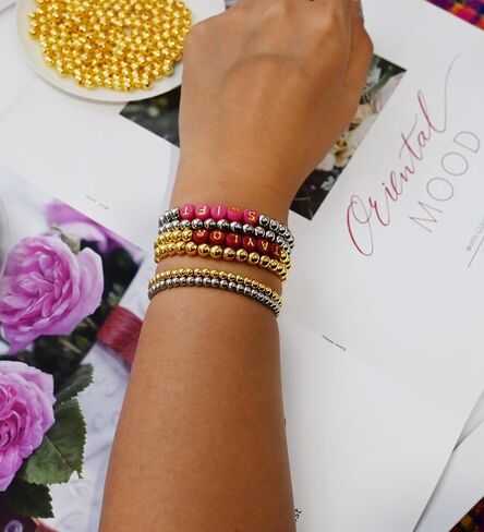 Amaney 500pcs 6mm Smooth Round Beads Gold Spacer Loose Ball Beads for Bracelet Jewelry Making Craft in Kuwait