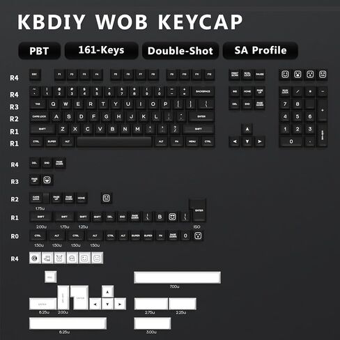 SA Profile Monsters PBT Double Shot Keycap Set,160 Keys Black and Blue Custom Key Caps Keycaps 60 Percent Retro Keycaps for 61/64/68/84/87/100/104/108 Mechanical Keyboard in Saudi Arabia