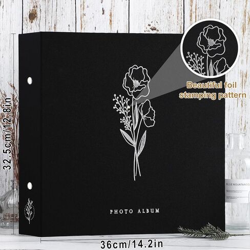 Lanpn Photo Album 12x12 100 Photos, Exquisite Linen Photo Book Sets, Each Album Holds 12 x 12 100 horizontal and vertical Pictures for Kids Boy Girls (Black) in Saudi Arabia