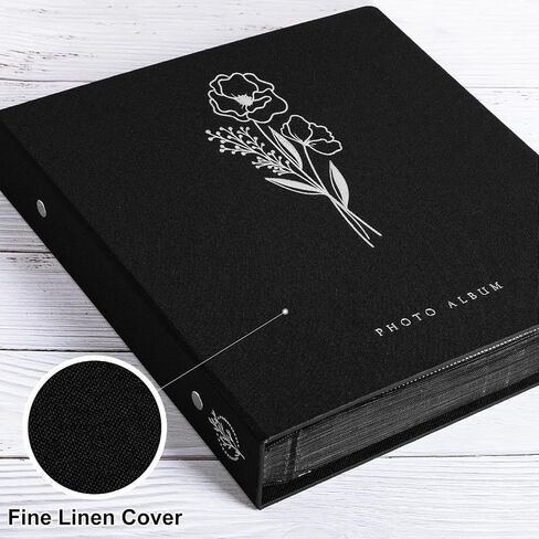 Lanpn Photo Album 12x12 100 Photos, Exquisite Linen Photo Book Sets, Each Album Holds 12 x 12 100 horizontal and vertical Pictures for Kids Boy Girls (Black) in Saudi Arabia