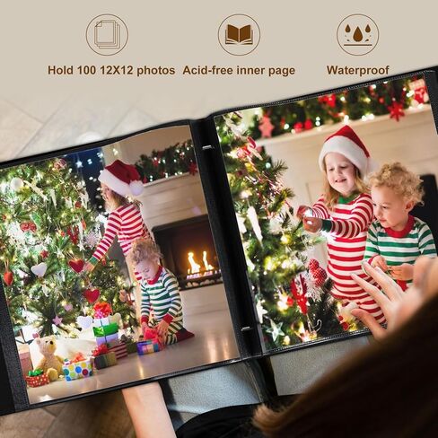 ألبوم صور Lanpn مقاس 12 × 12 100 صورة، مجموعات كتب صور رائعة من الكتان، كل ألبوم يحمل 12 × 12 100 صورة أفقية وعمودية للأطفال الأولاد والبنات (أسود) in Kuwait