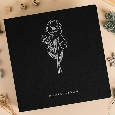 Lanpn Photo Album 12x12 100 Photos, Exquisite Linen Photo Book Sets, Each Album Holds 12 x 12 100 horizontal and vertical Pictures for Kids Boy Girls (Black) in Saudi Arabia