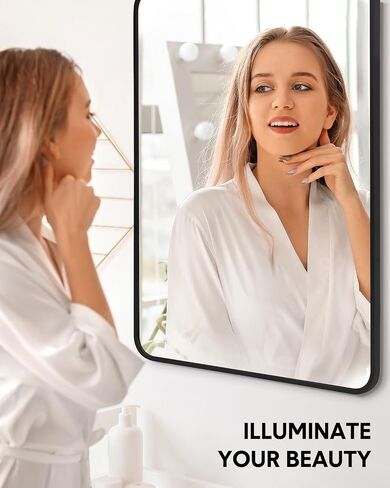 مرآة حمام مثبتة على الحائط مقاس 22 × 30 بوصة، مرايا حائط الحمام، إطار أنيق، سهلة التركيب، ديكور ممتاز لغرفة النوم والحمام والمدخل in Saudi Arabia