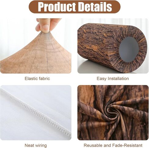 3 Pcs Party Cylinder Stand Covers, Spandex Pedestal Cover, Assorted Size Elastic, Tree Stump Cylinder Covers for Metal Cylinder Pedestal Stands Wedding, Only Contains Cylinder Covers (Wood Color) in Saudi Arabia