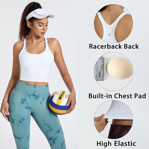 Women Racerback Longline Sports Bra U Neck Padded Tank Tops Wirefree Running Workout Yoga Bra Casual Crop Tops in Saudi Arabia