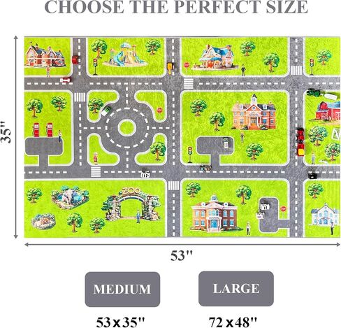 Kids Play Rug, City Life Playmat, Super Soft Micro Fiber Hypoallergenic Low Pile Rug (27" x 40") Non-Slip Backing, Machine Washable, Educational Road Traffic Play Rug. in Saudi Arabia