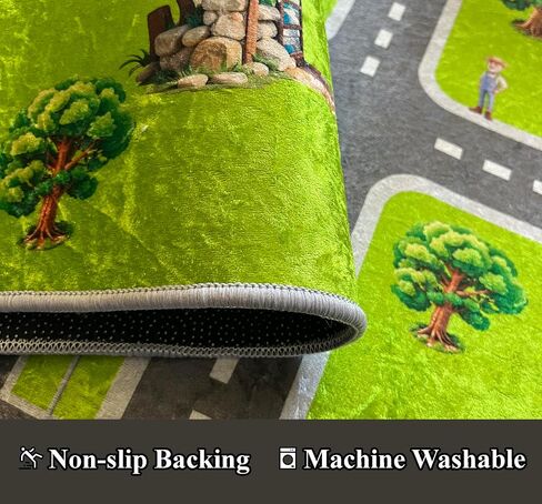 Kids Play Rug, City Life Playmat, Super Soft Micro Fiber Hypoallergenic Low Pile Rug (27" x 40") Non-Slip Backing, Machine Washable, Educational Road Traffic Play Rug. in Saudi Arabia