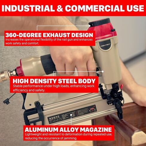 Pneumatic Staple Gun, 2 in 1 Nail Gun, 18 Gauge Brad Nailer with Depth Control, Adjustable Nailgun, Air Power Wood Nailers, Upholstery Crown Stapler for Woodworking, Carry Case, KT5040C in Saudi Arabia
