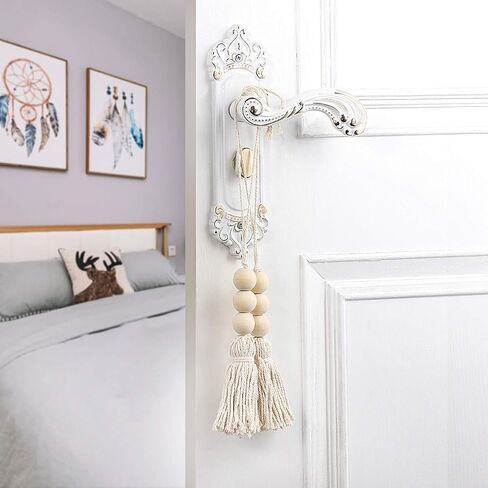BESPORTBLE Home Decor Farmhouse Beads 4 Pcs Tassel Wood Beads Wood Beads Garland Cotton Line Decorative Door Handle Decor Tassel Bead Pendant for Closet Door Porch Wooden Beads Garland Christmas Decor in Saudi Arabia