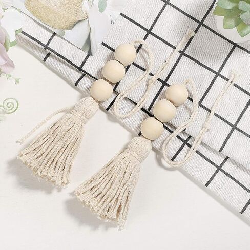 BESPORTBLE Home Decor Farmhouse Beads 4 Pcs Tassel Wood Beads Wood Beads Garland Cotton Line Decorative Door Handle Decor Tassel Bead Pendant for Closet Door Porch Wooden Beads Garland Christmas Decor in Saudi Arabia