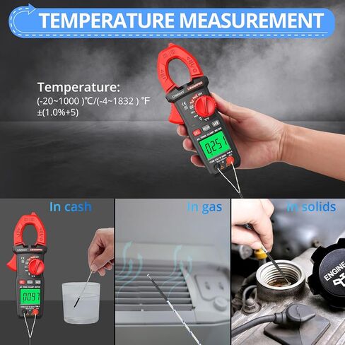 CAMWAY المشبك متر، المشبك الرقمي المتعدد، TRMS 6000counts 600A AC / DC الحالي، AC / DC الجهد NCV استمرارية السعة المقاومة التردد اختبار الصمام الثنائي LOZ، كبير الخلفية LCD المحمولة أمبير المشبك اختبار in Kuwait