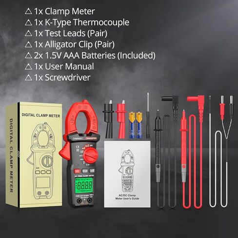 CAMWAY المشبك متر، المشبك الرقمي المتعدد، TRMS 6000counts 600A AC / DC الحالي، AC / DC الجهد NCV استمرارية السعة المقاومة التردد اختبار الصمام الثنائي LOZ، كبير الخلفية LCD المحمولة أمبير المشبك اختبار in Kuwait
