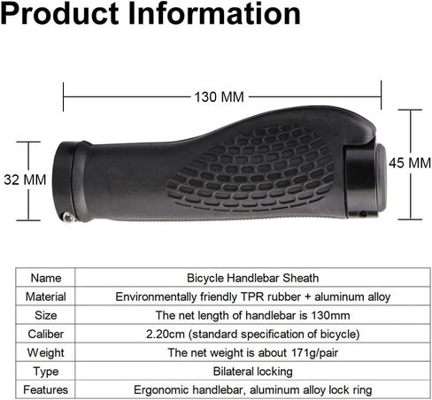 زوجان من مقابض مقود الدراجة بقفل مزدوج، تصميم مريح، مقابض مطاطية واسعة ومقبض أسود للدراجات الجبلية MTB in Kuwait