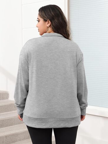 TAKEYAL Plus Size Sweatshirts for Women Pockets Half Zip Pullover Oversized Drop Shoulder Hoodie Teen Girls Y2K Clothes in Kuwait
