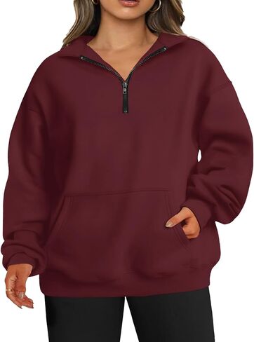 TAKEYAL Plus Size Sweatshirts for Women Pockets Half Zip Pullover Oversized Drop Shoulder Hoodie Teen Girls Y2K Clothes in Kuwait
