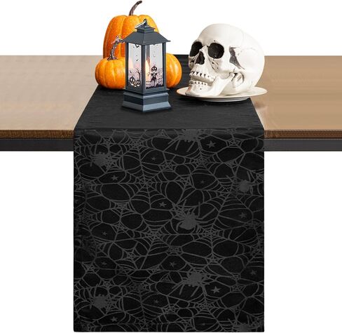 joybest Halloween Table Runner, 14 x 72 Inch Black Spider Web Table Runner for Halloween Table Decorations in Saudi Arabia