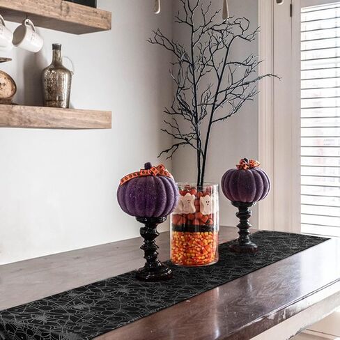 joybest Halloween Table Runner, 14 x 72 Inch Black Spider Web Table Runner for Halloween Table Decorations in Saudi Arabia